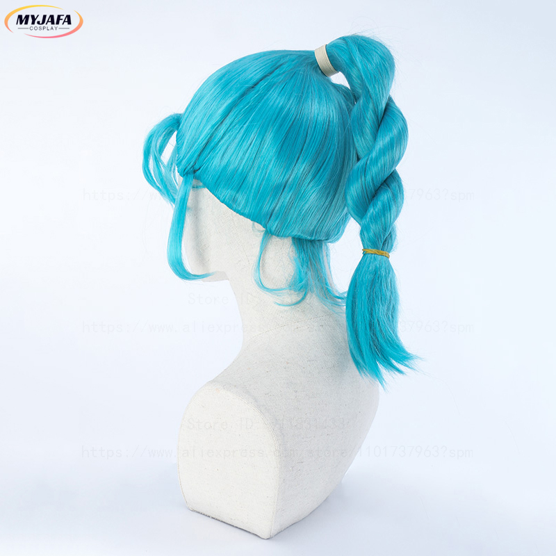 Anime Cosplay Blue Hair - Bulma Cosplay Pruik Buruma Pruik Blauw